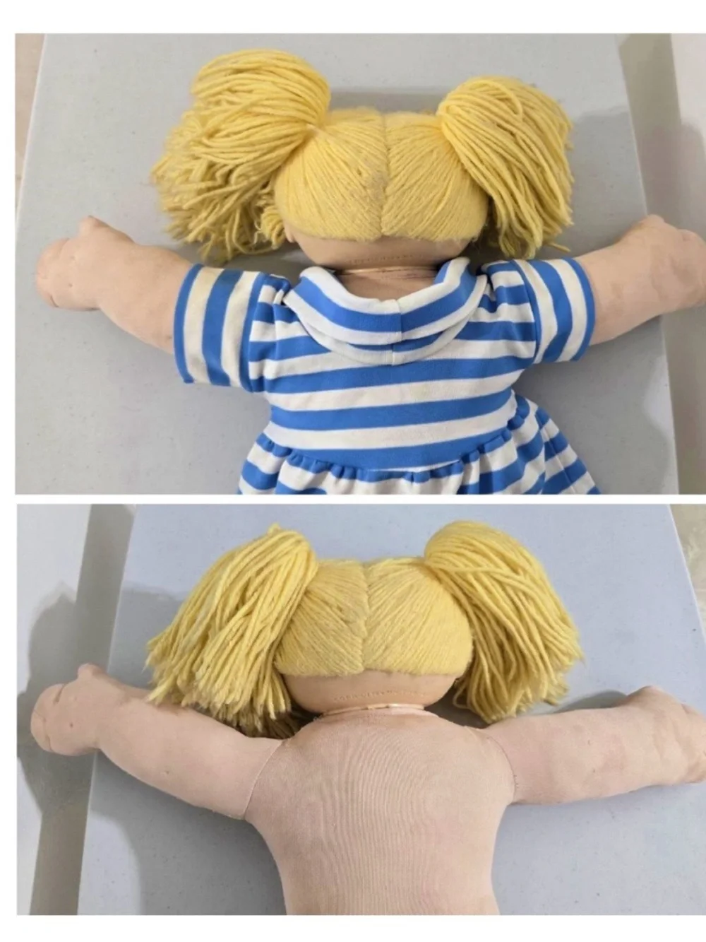 Vintage ‘84 MN Thomas Kids Doll Caucasian Blond Yarn Hair Blue Eyes 20” VTG